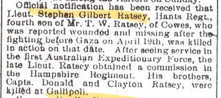 IWCP 24 Nov 1917 : S G Ratsey