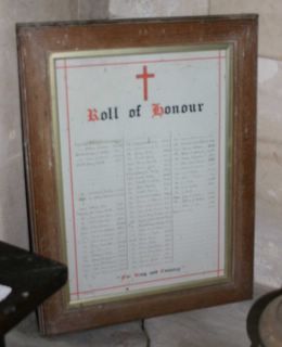 Gatcombe St Olave's Church : Roll of Honour WW I