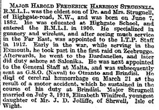 Times report on H F H Strugnell