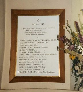 Whippingham St Mildred's Church Roll of Honour Great War