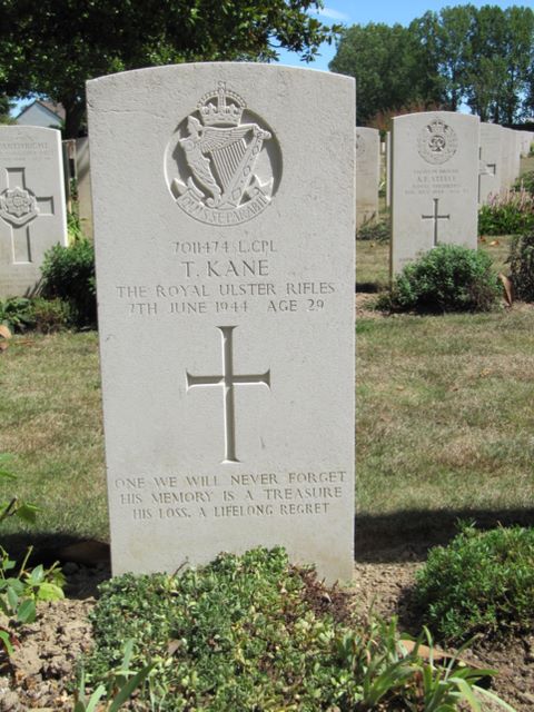 France : Normandy : Douvres La Delivrande Cemetery : T Kane